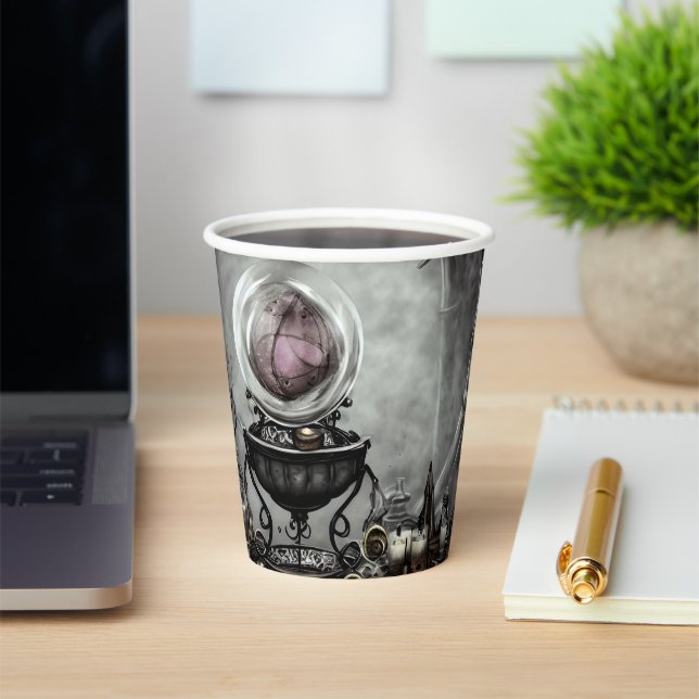 Ornate Purple Crystal Ball and Witchcraft Items Paper Cups (Insitu)