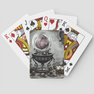 Ornate Purple Crystal Ball and Witchcraft Items Playing Cards
