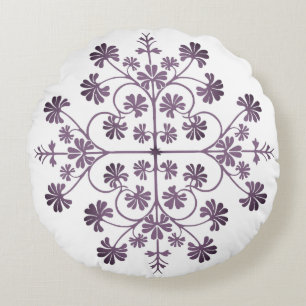 Ornate Purple Geometric Pattern Round Pillow