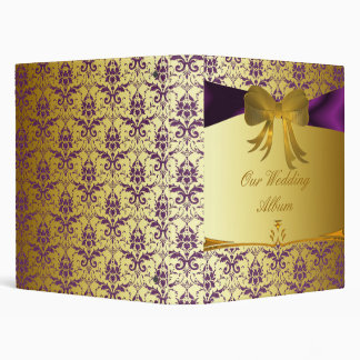 Ornate Purple Gold Damask Wedding Photo Album Binder