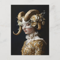 Ornate Ram Mask Masquerade Costume