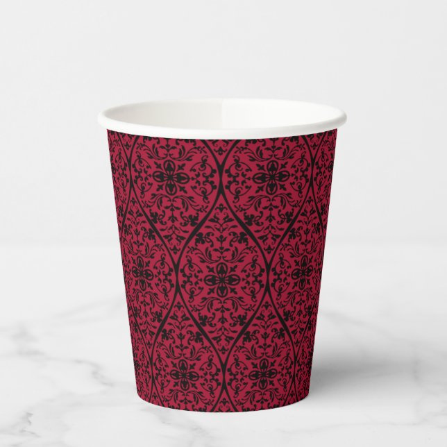 Ornate Red Gothic Pattern Paper Cup (Left)
