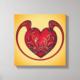 Ornate Red Heart Abstract Canvas Print