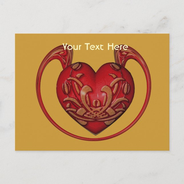 Ornate Red Heart Customizable Postcard (Front)