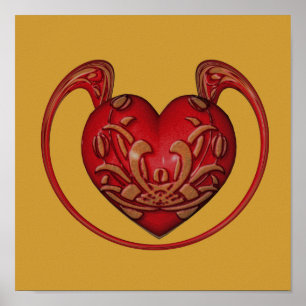 Ornate Red Heart Print