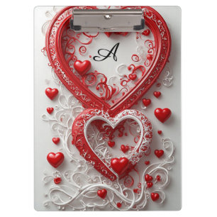 Ornate Red Hearts Decorative Frame Clipboard