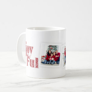 Ornate Red Joyful photo collage Christmas/Holiday Coffee Mug