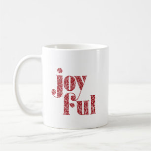 Ornate Red Joyful typography Christmas/Holiday Coffee Mug