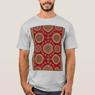 Ornate Red Medallion Vintage Rug Pattern T-Shirt