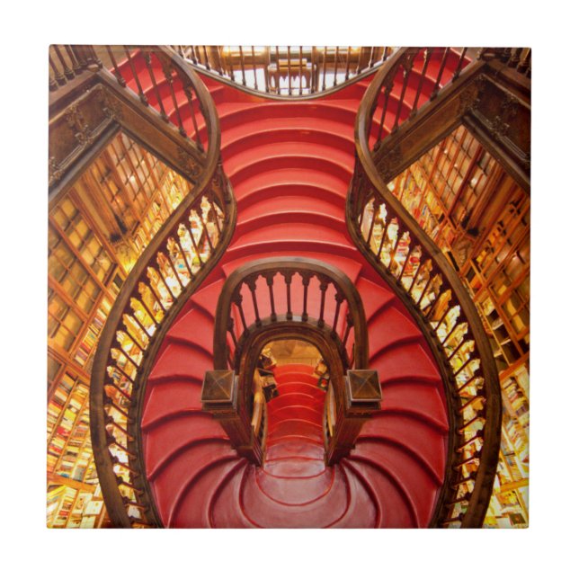 Ornate red stairway, Portugal Tile (Front)