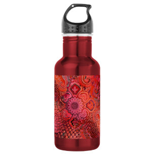 Ornate Red Symmetrical Paisley Motif 532 Ml Water Bottle