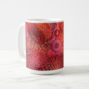 Ornate Red Symmetrical Paisley Motif Coffee Mug