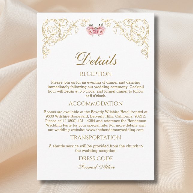 Ornate Rococo Vintage Wedding Details  Enclosure Card (Creator Uploaded)