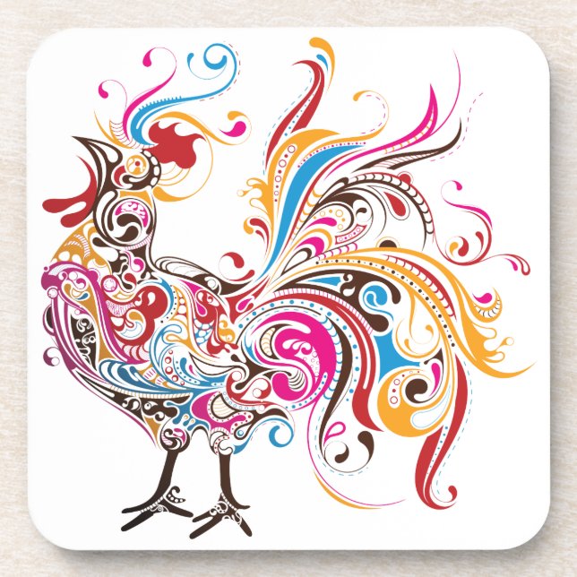 Ornate Rooster Coaster (Front)