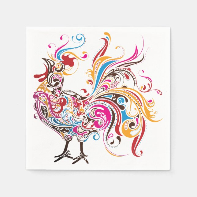 Ornate Rooster Napkin (Front)