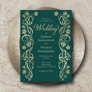 Ornate Roses Sword Wedding Invitation