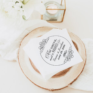 Ornate Round Eat Drink Be Married Wedding Napkin