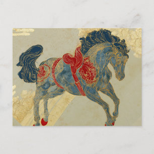 Ornate Royal Blue Horse  Postcard