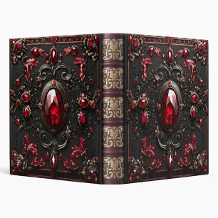 Ornate Ruby Jewelled Leather Photo Album  Binder