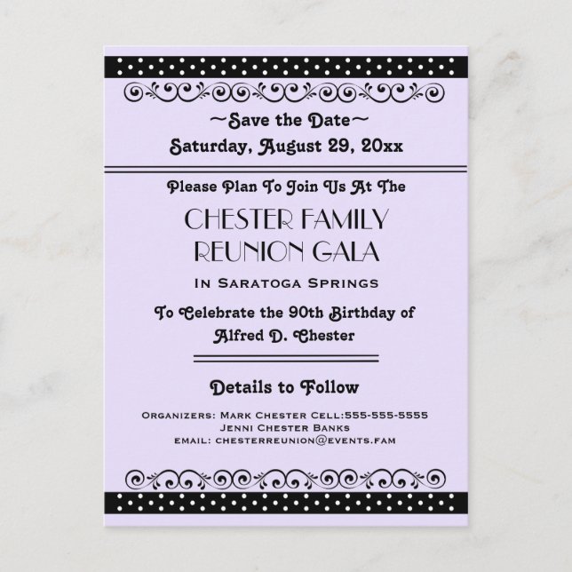 Ornate Save the Date Choose A Colour Announcement Postcard (Front)