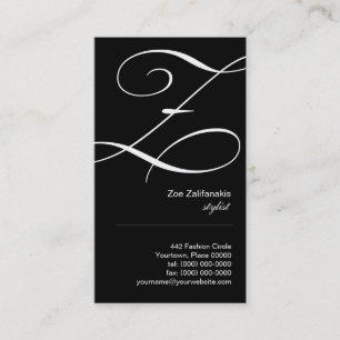 Ornate Script Monogram Z Business Card