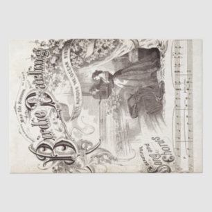 Ornate Script Songbook Music Lady Bird Decoupage  Tissue Paper