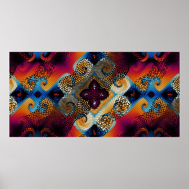 Ornate seamless texture background. Diagonal waves Poster (Front)