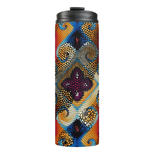 Ornate seamless texture background. Diagonal waves Thermal Tumbler (Front)