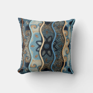 Ornate seamless texture background. Relief waves o Throw Pillow