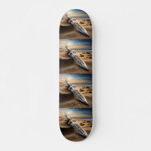 Ornate Silver Dagger on Beach at Sunset – Fantasy Skateboard
