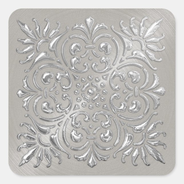 Ornate Silver Embossed Look Sticker (Front)