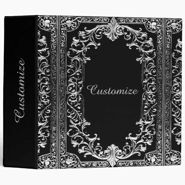 Ornate Silver Frame  Binder (Front/Spine)