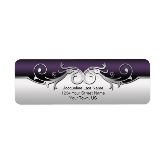 Ornate Silver Swirls Purple Black Gradient (Front)