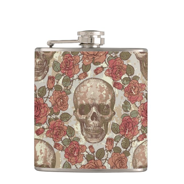 Ornate Skull Hip Flask (Front)