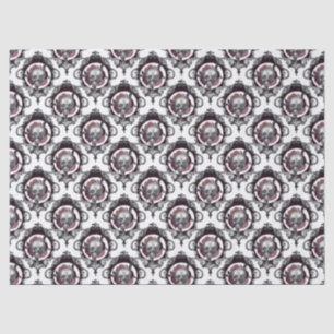 Ornate Skulls and Flowers on White Decoupage Tissue Paper