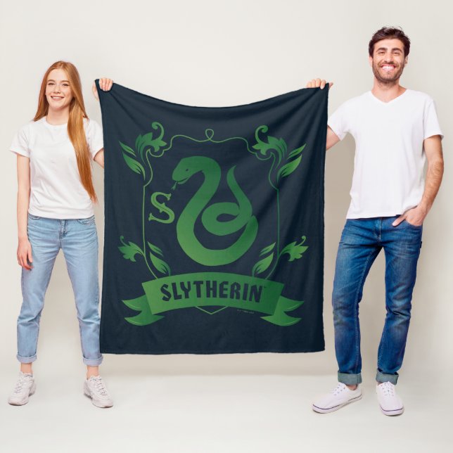 Ornate SLYTHERIN™ House Crest Fleece Blanket (In Situ)