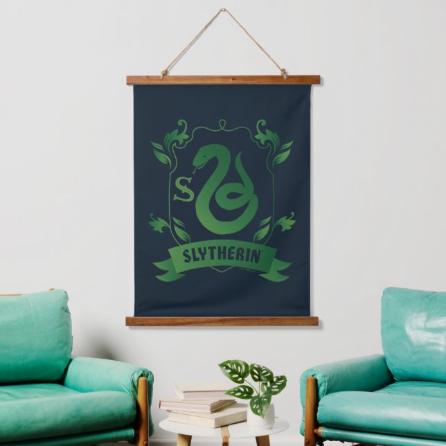Ornate SLYTHERIN™ House Crest Hanging Tapestry (Living Room)