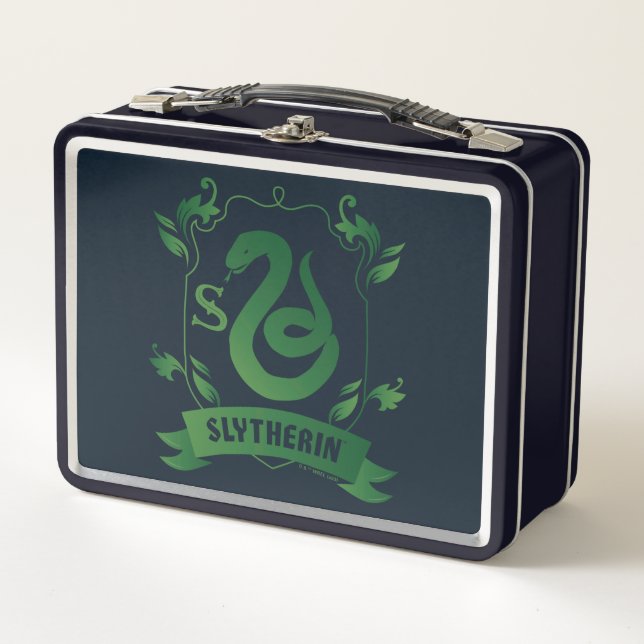 Ornate SLYTHERIN™ House Crest Metal Lunch Box (Front)