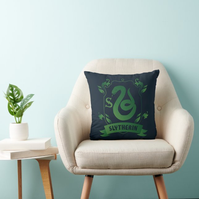 Ornate SLYTHERIN™ House Crest Throw Pillow (Chair)