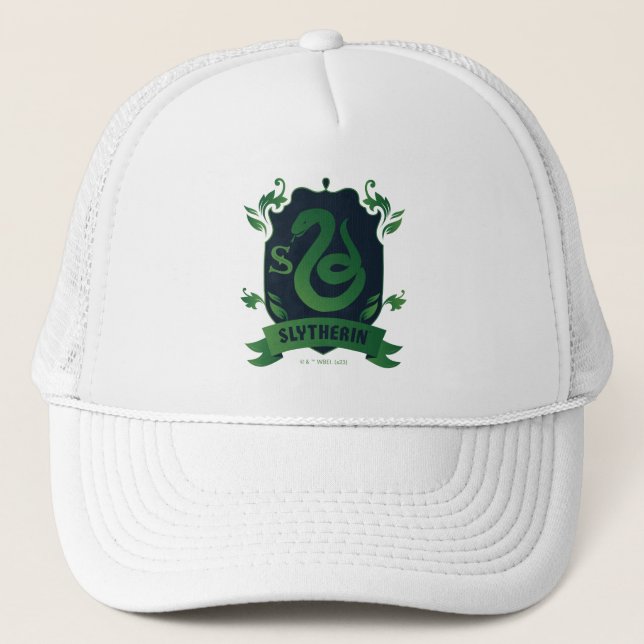 Ornate SLYTHERIN™ House Crest Trucker Hat (Front)