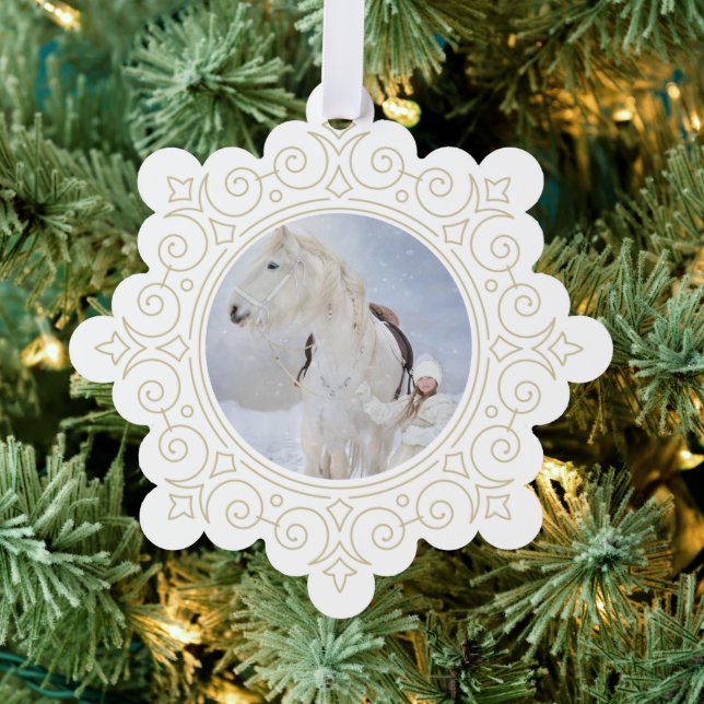 Ornate Snowflake Photo Thank You Ornament Card (Insitu (Tree))