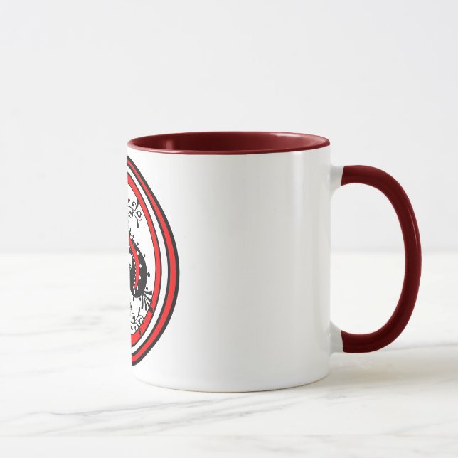 Ornate Spade Design White/Red/Black Mug (Right)
