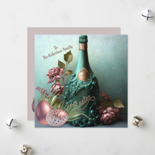 Ornate Spring Bottle with Roses  Holiday Card