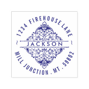 Ornate Square Self-Ink Return Address Stamp