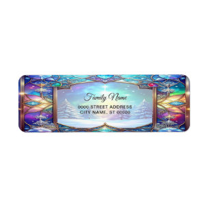 Ornate Stained Glass Frame Holiday Return Address