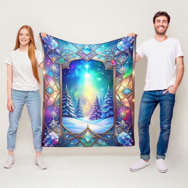 Ornate Stained Glass Pattern Fleece Blanket (In Situ)