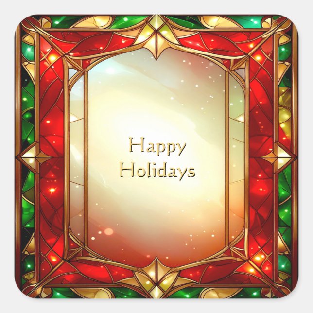 Ornate Stained Glass Pattern Holiday Sticker (Front)
