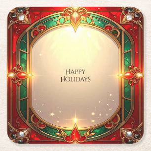 Ornate Stained Glass Pattern Paper Coaster