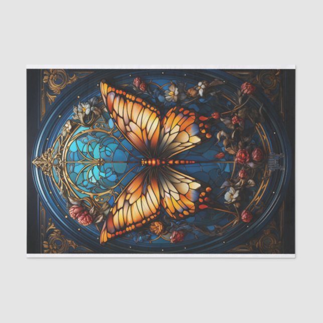 Ornate stained-glass style butterfly tissue paper (Front)