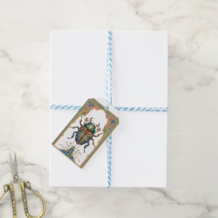 Ornate steampunk blue beatle gift tags